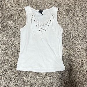 White Lace-Up Tank Top
